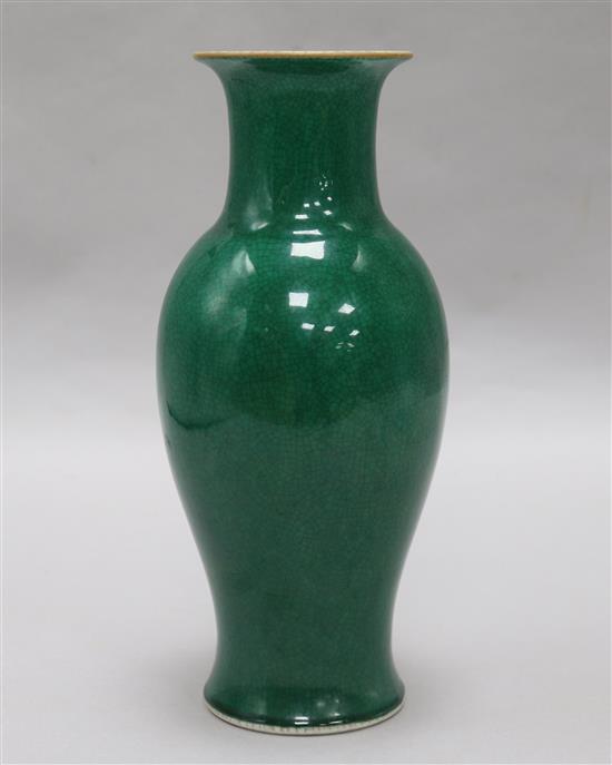 A Chinese green crackle glazed vase height 26cm